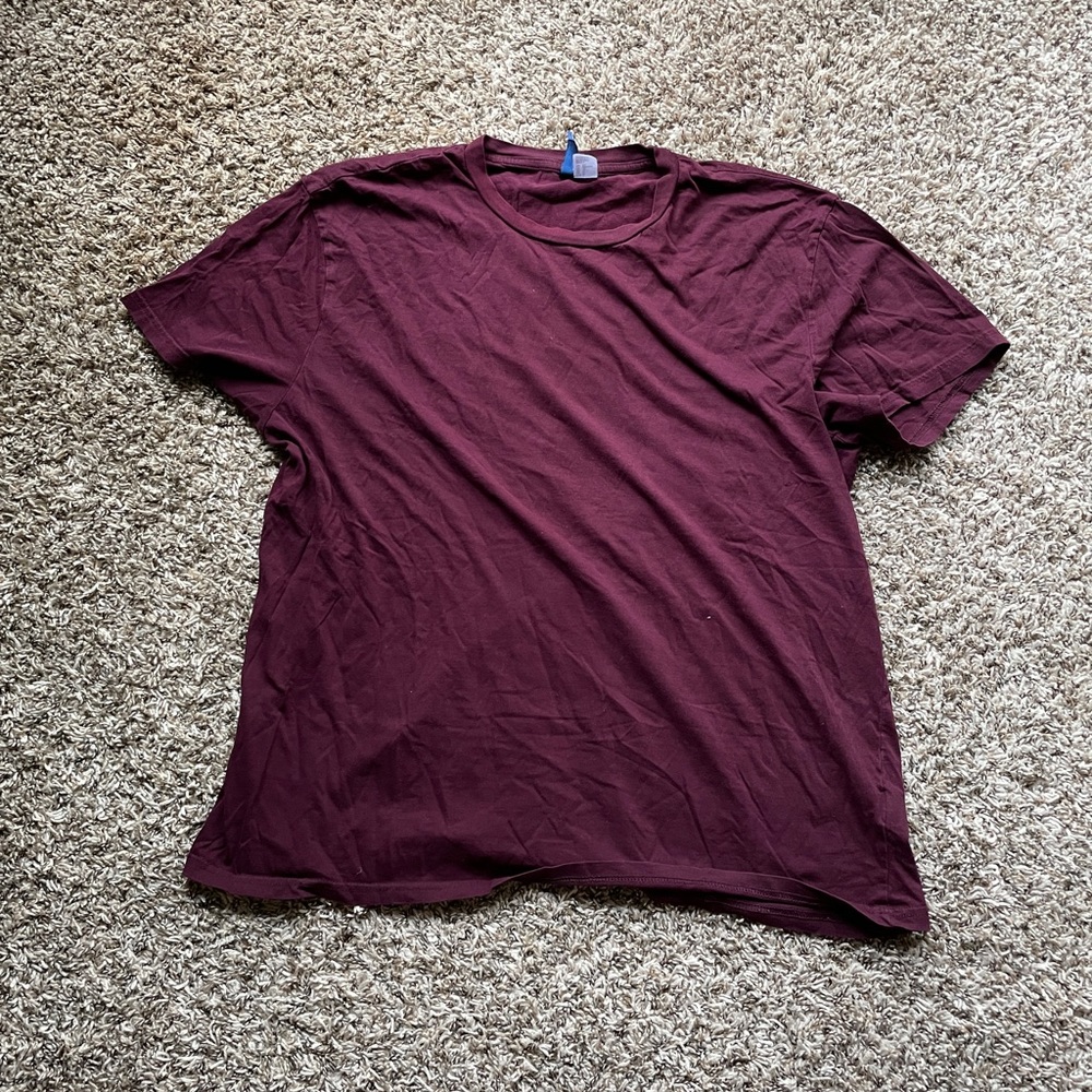 Burgundy Crew Neck Short Sleeve T-Shirt